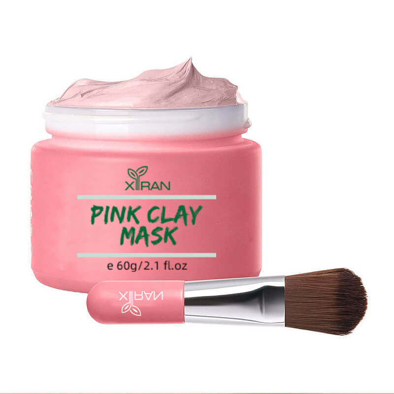 private label brightening anti acne pink clay mask for blackheads, enlarged pores and pigmentation