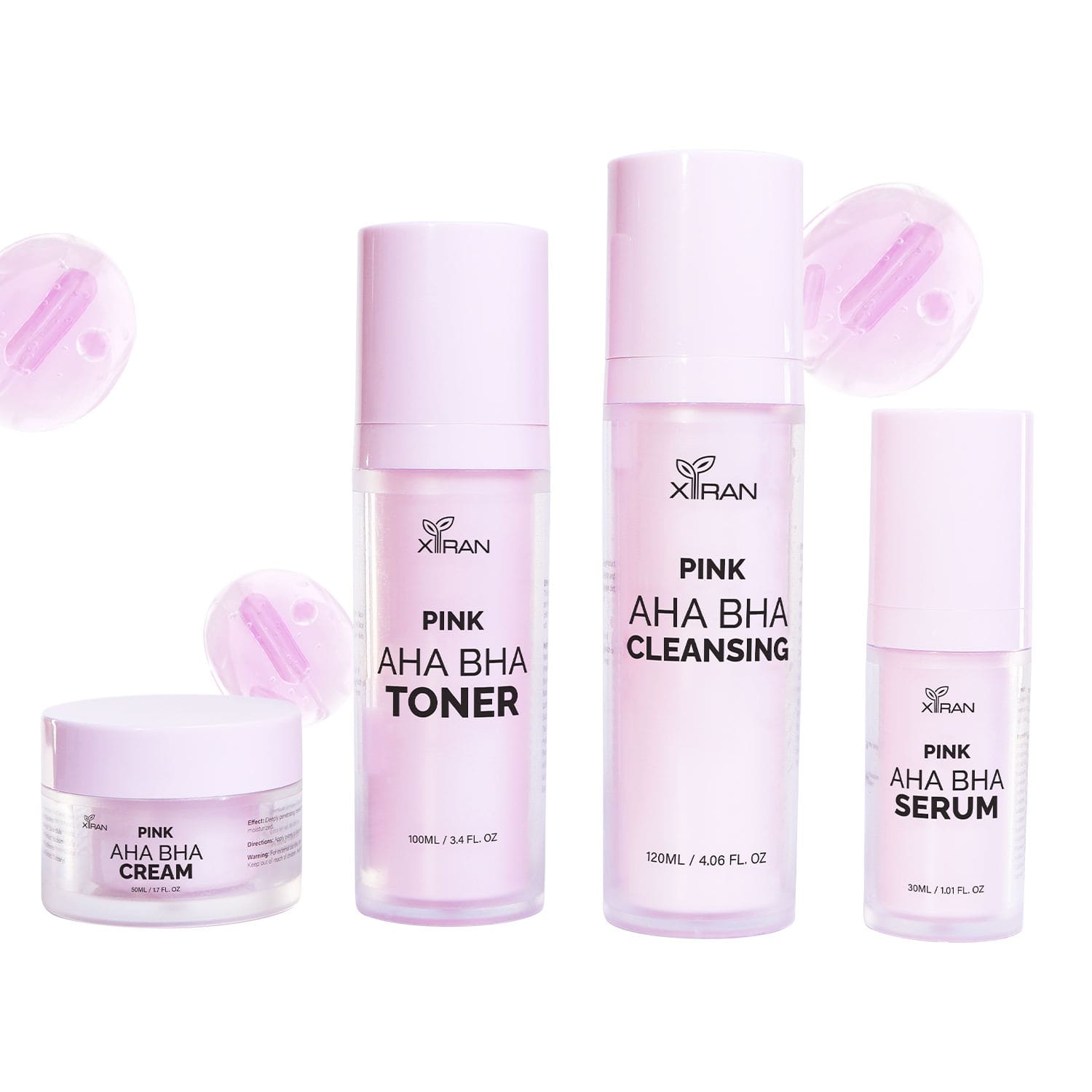 OEM ODM Skin Glow Smooth Anti Acne Pink AHA BHA Skin Care Set